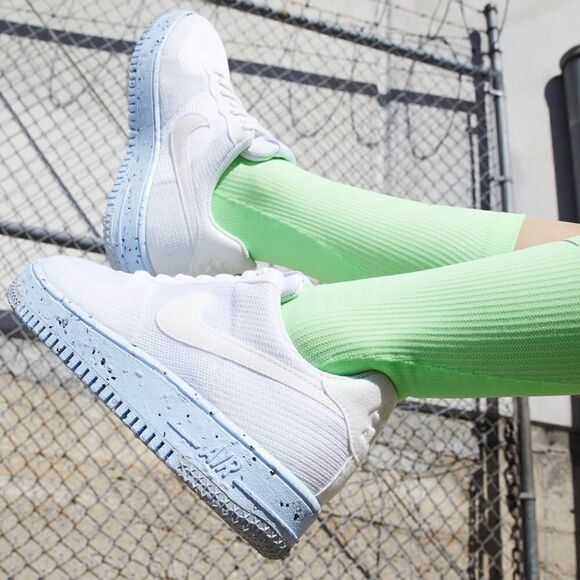 New! Nike Air Force 1 Crater FlyKnit White Blue Women’s Sneakers Shoes - Picture 2 of 15